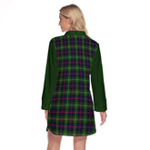 Sutherland Modern Tartan Women's Lapel Shirt Dress With Long Sleeve